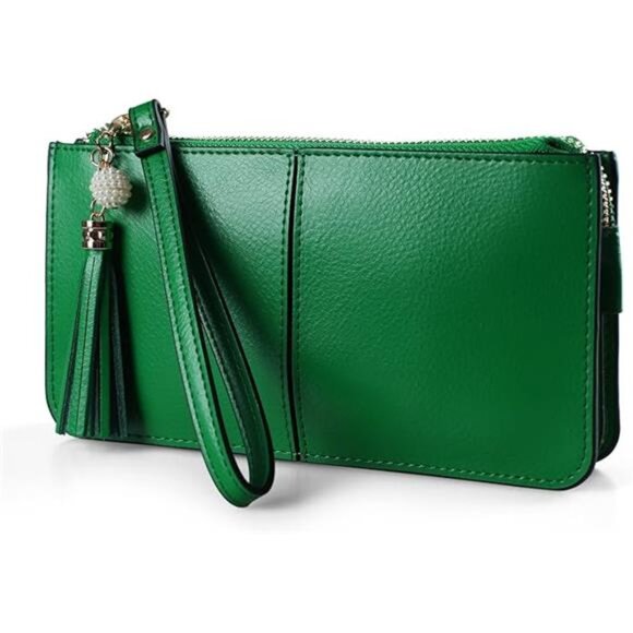 Leather Wristlet Clutch Ultra-Slim Ladies Travel Credit Card Holder Wallet - Picture 7 of 7